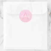 Sticker Rond Nom de la fille mignonne Monogrammed | Rose et bla (Sac)