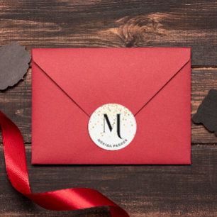 Sticker Rond Nom de la Parties scintillant Gold Glam élégant Mo