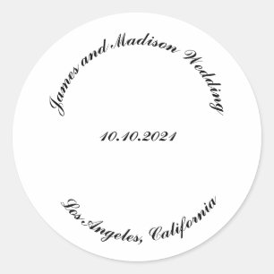 Sticker Rond Nom de la Personnaliser, date noir lettres incurvé