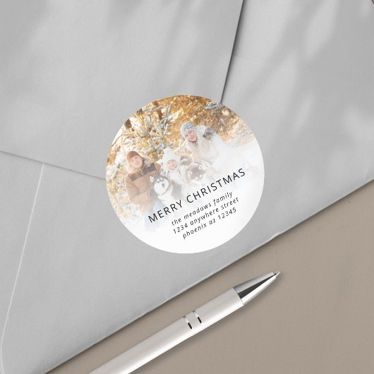 Sticker Rond Nom de la photo Adresse de retour Joyeux Noël