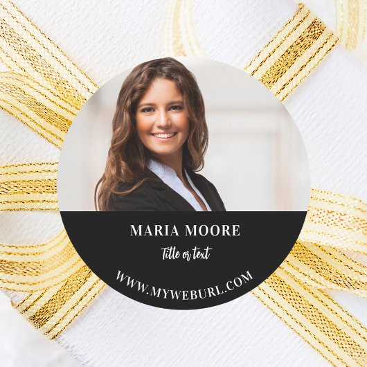 Sticker Rond Nom de la photo textos coordonnées noir blanc affa