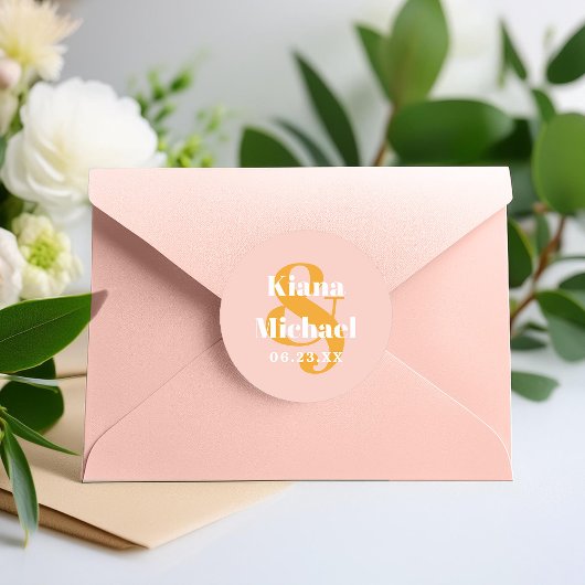 Sticker Rond Nom de la typographie Sunshine Ampersand Pink ID10