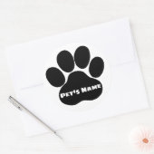 Sticker Rond Nom de l'animal d'Empreinte de patte personnalisé (Enveloppe)