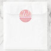 Sticker Rond Nom de l'aquarelle rose Monogramme (Sac)