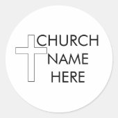 Sticker Rond Nom de l'église avec croix chrétienne (Devant)