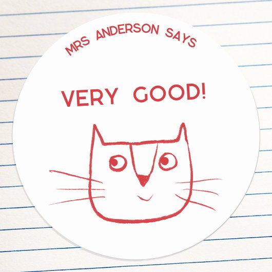 Sticker Rond Nom de l'enseignant Encouragement amusant Cartoon 