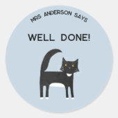 Sticker Rond Nom de l'enseignant Encouragement Cute Cat (Devant)