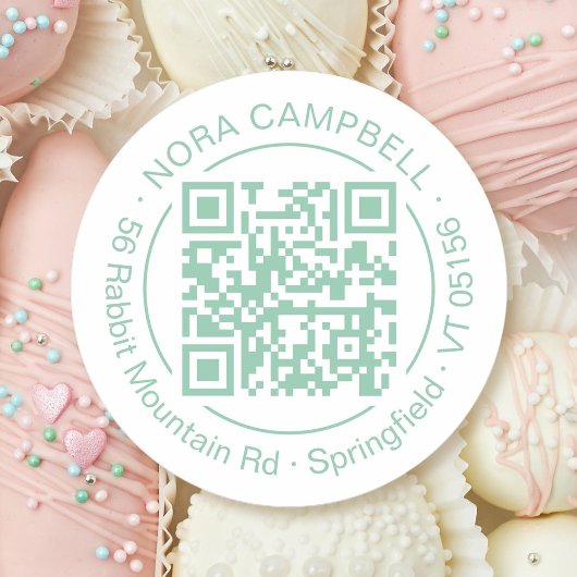 Sticker Rond Nom de l'entreprise Adresse Frame Cercle QR Code M