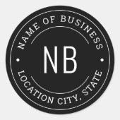 Sticker Rond Nom de l'entreprise moderne Black Custom Business (Devant)