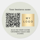 Sticker Rond Nom de l'entreprise sauge vert logo qr code (Devant)
