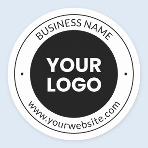 Sticker Rond Nom de l'entreprise & site Web ou slogan, merci et