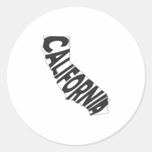 Sticker Rond Nom de l'État de Californie Word Art Black