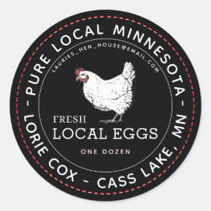Sticker Rond Nom de l'État Oeufs locaux frais Vintages Hen sur 