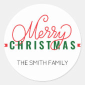 Sticker Rond Nom de l'étiquette cadeau Joyeux Noël personnalisé (Devant)