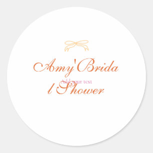 Sticker Rond nom de mariage à ruban orange rétro gras dessiné à