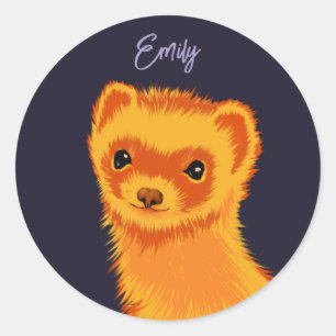 Sticker Rond Nom de mère du furet d'art Cute