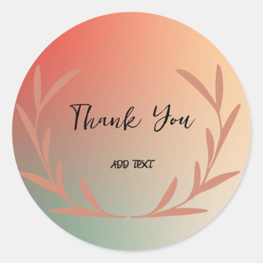 Sticker Rond Nom de remerciement floral aquarelle dégradé éléga (Devant)
