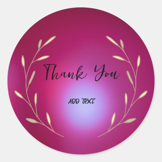 Sticker Rond Nom de remerciement floral aquarelle dégradé éléga (Devant)