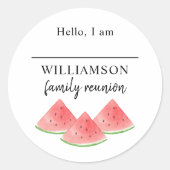 Sticker Rond Nom de réunion de famille de pastèque  (Devant)