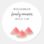 Sticker Rond Nom de réunion de famille de pastèque (Devant)