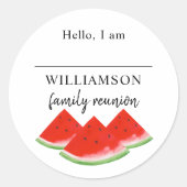 Sticker Rond Nom de réunion de famille de pastèque (Devant)