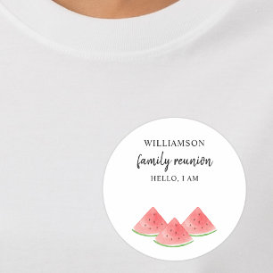 Sticker Rond Nom de réunion de famille de pastèque
