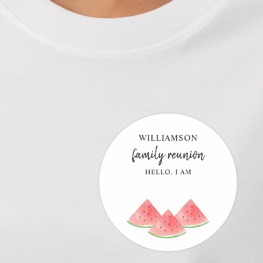 Sticker Rond Nom de réunion de famille de pastèque