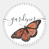 Sticker Rond Nom de script classique avec Beau Papillon (Devant)