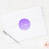 Sticker Rond Nom de script cursif & ombre violet clair modifiab (Enveloppe)