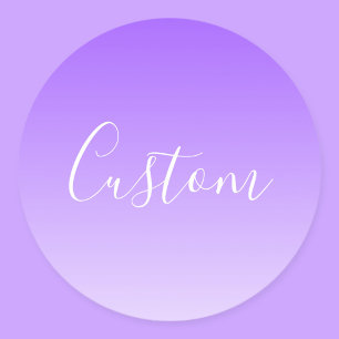 Sticker Rond Nom de script cursif & ombre violet clair modifiab