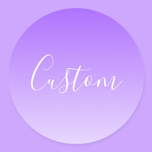Sticker Rond Nom de script cursif & ombre violet clair modifiab