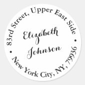 Sticker Rond Nom de script élégant personnalisé Adresse de reto (Devant)