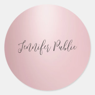 Sticker Rond Nom de script manuscrit Rose Gold Modèle personnal