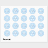 Sticker Rond Nom de script & monogramme | Bleu clair blanc viol (Feuille)