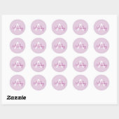 Sticker Rond Nom de script & monogramme | Magenta & Violet clai (Feuille)