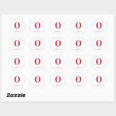 Sticker Rond Nom De Script Monogramme Personnalisé Blanc Et Rou (Feuille)
