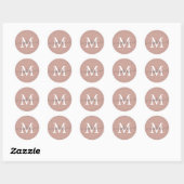 Sticker Rond Nom de script personnalisé Monogram Dusty Rose (Feuille)