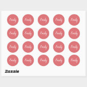Sticker Rond Nom de script Rose rose et blanc joli (Feuille)