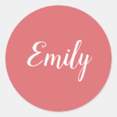 Sticker Rond Nom de script Rose rose et blanc joli (Devant)