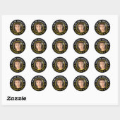 Sticker Rond Nom de superstar de bowling moderne Photo Date Noi (Feuille)