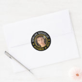 Sticker Rond Nom de superstar de bowling moderne Photo Date Noi (Enveloppe)