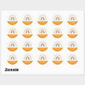 Sticker Rond Nom d'enfant arc-en-ciel blanc et orange (Feuille)