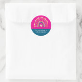 Sticker Rond Nom d'enfant rose et bleu arc-en-ciel (Sac)