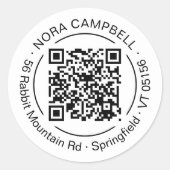 Sticker Rond Nom d'entreprise moderne Adresse de retour Code QR (Devant)