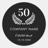 Sticker Rond Nom d'entreprise noir blanc établi (Devant)