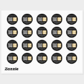 Sticker Rond Nom d'entreprise noir logo blanc code qr (Feuille)