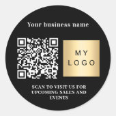 Sticker Rond Nom d'entreprise noir logo blanc code qr (Devant)