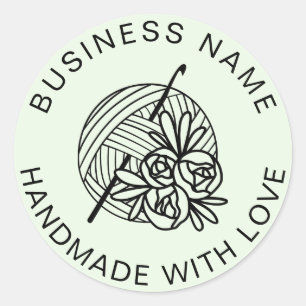 Sticker Rond Nom d'entreprise personnalisé fait main au crochet