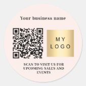 Sticker Rond Nom d'entreprise rose logo qr code (Devant)