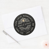 Sticker Rond Nom d'État Gold Leaf Maple Sirop Black (Enveloppe)